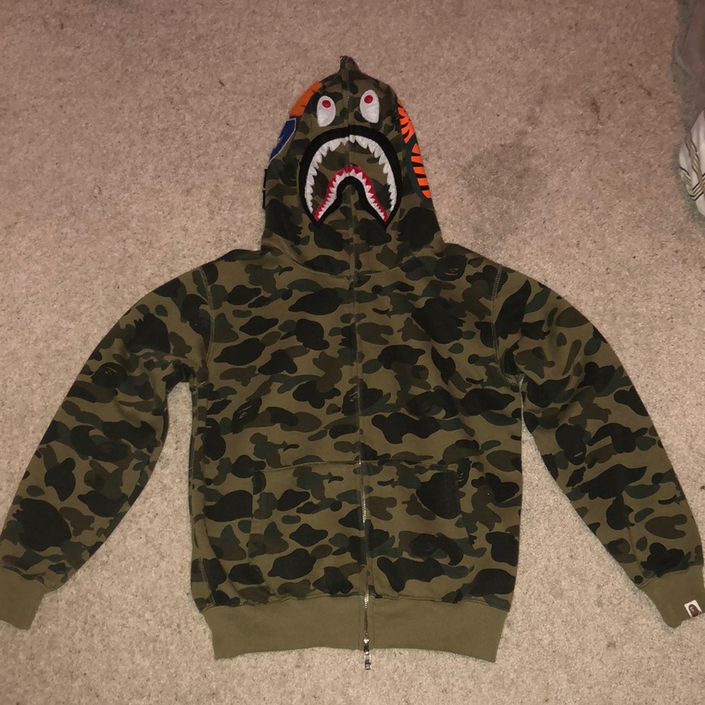 Bape first camo shark full zip hoodie